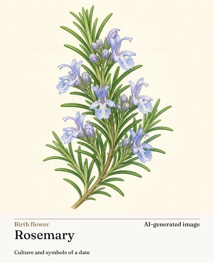 Rosemary — BirthDB symbolic illustration (AI-generated image)