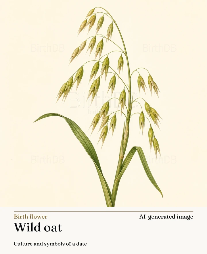 Wild oat — BirthDB symbolic illustration (AI-generated image)