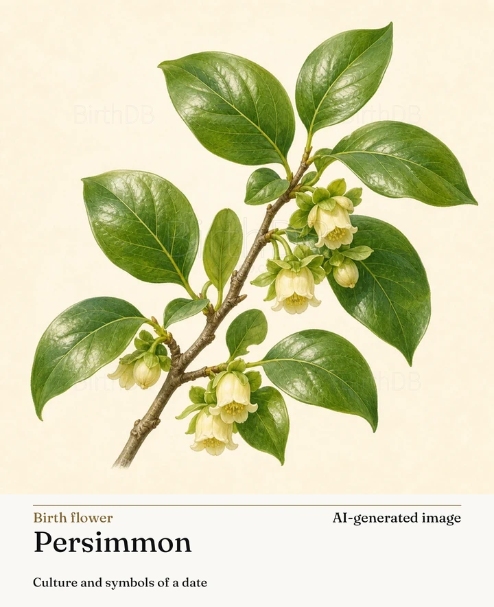 Persimmon — BirthDB symbolic illustration (AI-generated image)