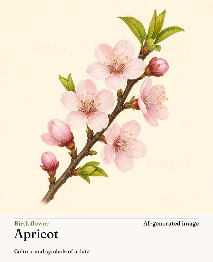Apricot — BirthDB symbolic illustration (AI-generated image)