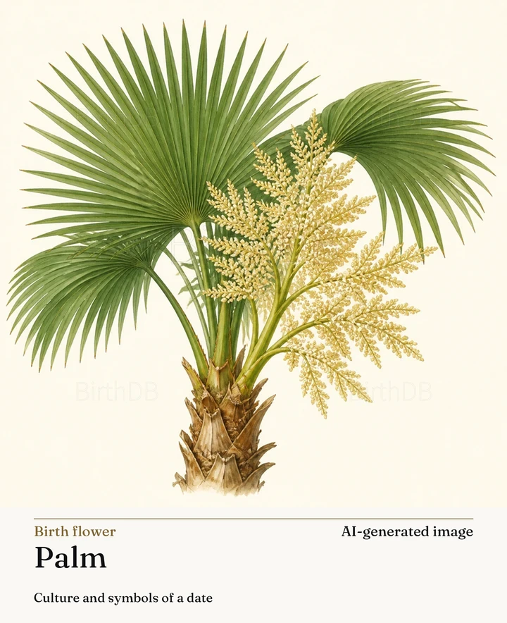 Palm — BirthDB symbolic illustration (AI-generated image)