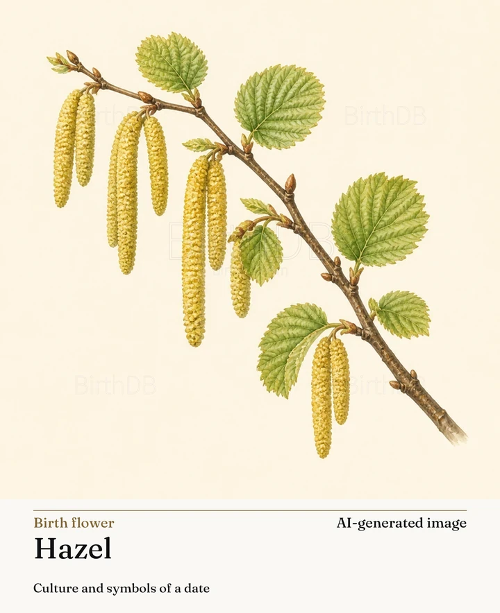 Hazel — BirthDB symbolic illustration (AI-generated image)