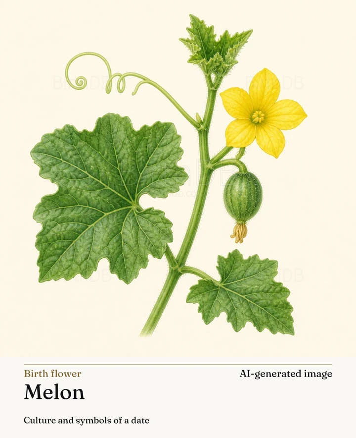 Melon — BirthDB symbolic illustration (AI-generated image)