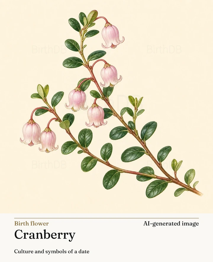 Cranberry — BirthDB symbolic illustration (AI-generated image)