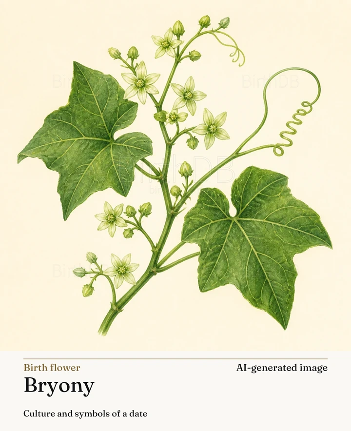 Bryony — BirthDB symbolic illustration (AI-generated image)