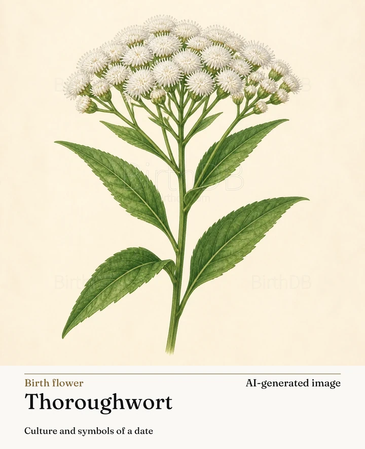 Thoroughwort — BirthDB symbolic illustration (AI-generated image)