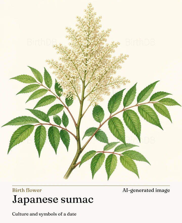 Japanese sumac — BirthDB symbolic illustration (AI-generated image)