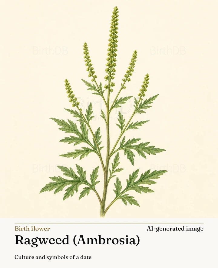 Ragweed (Ambrosia) — BirthDB symbolic illustration (AI-generated image)