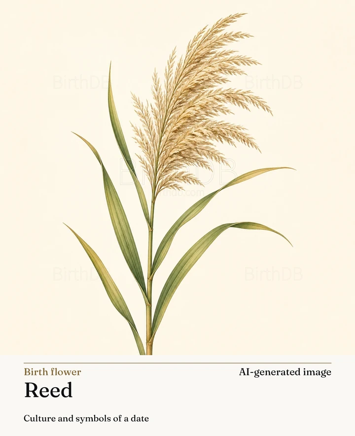 Reed — BirthDB symbolic illustration (AI-generated image)
