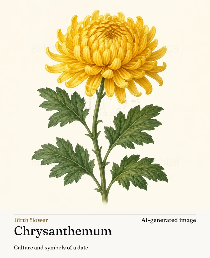 Chrysanthemum — BirthDB symbolic illustration (AI-generated image)