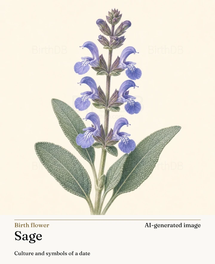 Sage — BirthDB symbolic illustration (AI-generated image)