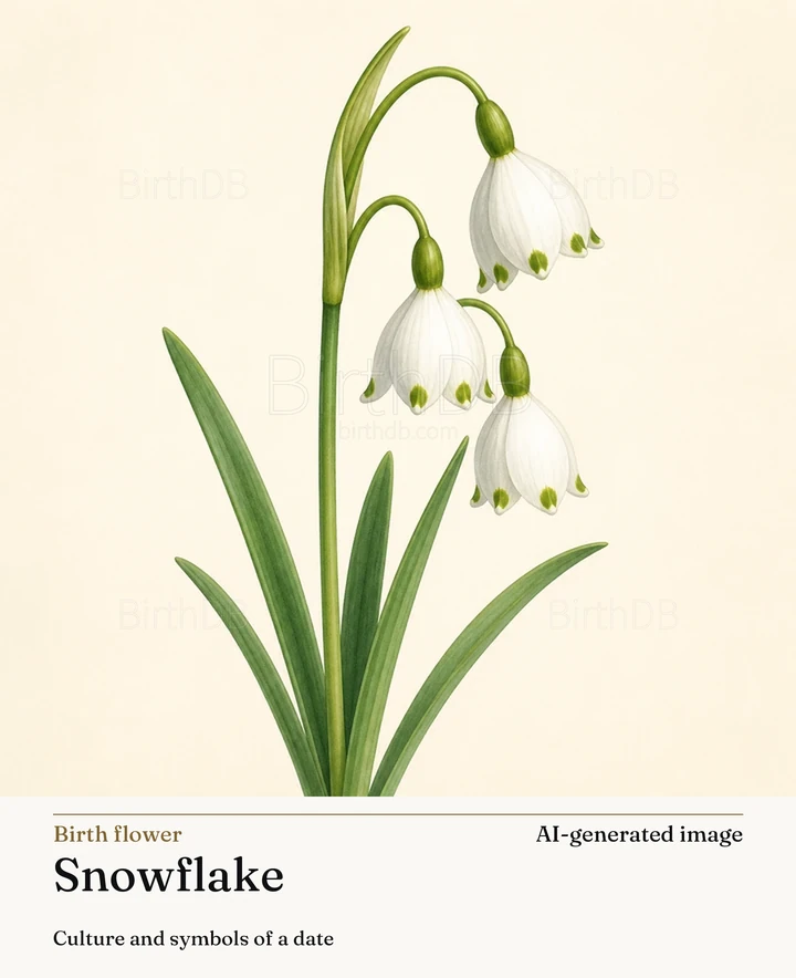 Snowflake — BirthDB symbolic illustration (AI-generated image)