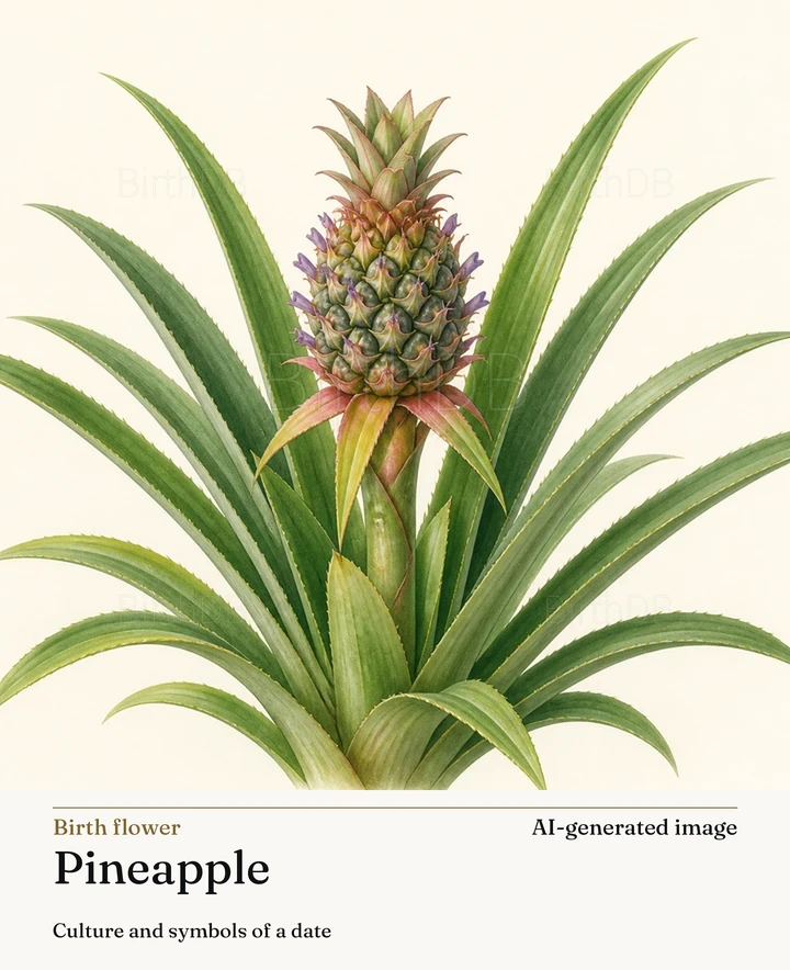 Pineapple — BirthDB symbolic illustration (AI-generated image)