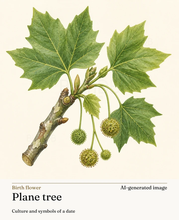 Plane tree — BirthDB symbolic illustration (AI-generated image)
