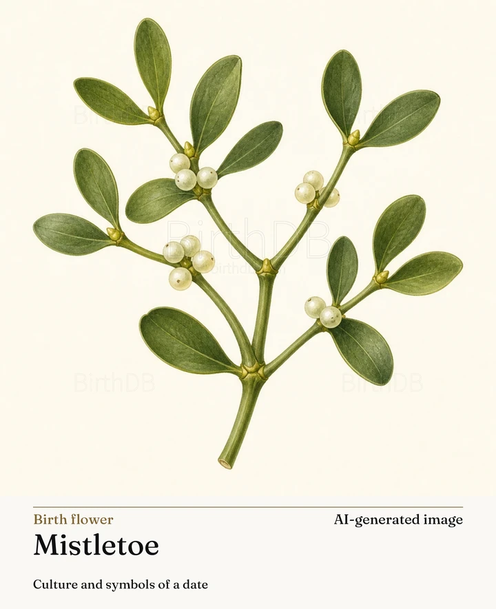 Mistletoe — BirthDB symbolic illustration (AI-generated image)
