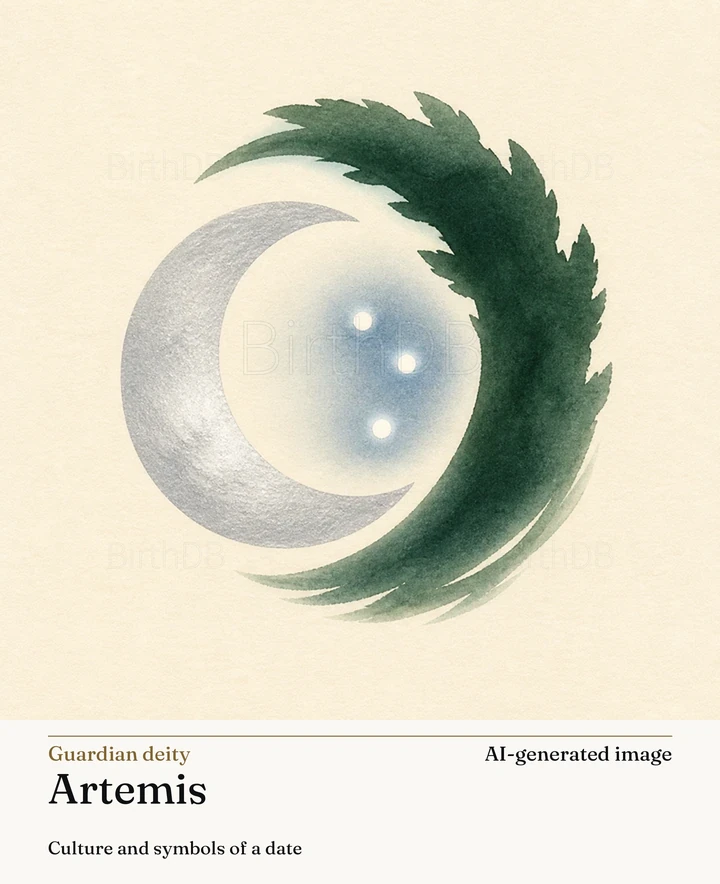 Artemis — BirthDB symbolic illustration (AI-generated image)