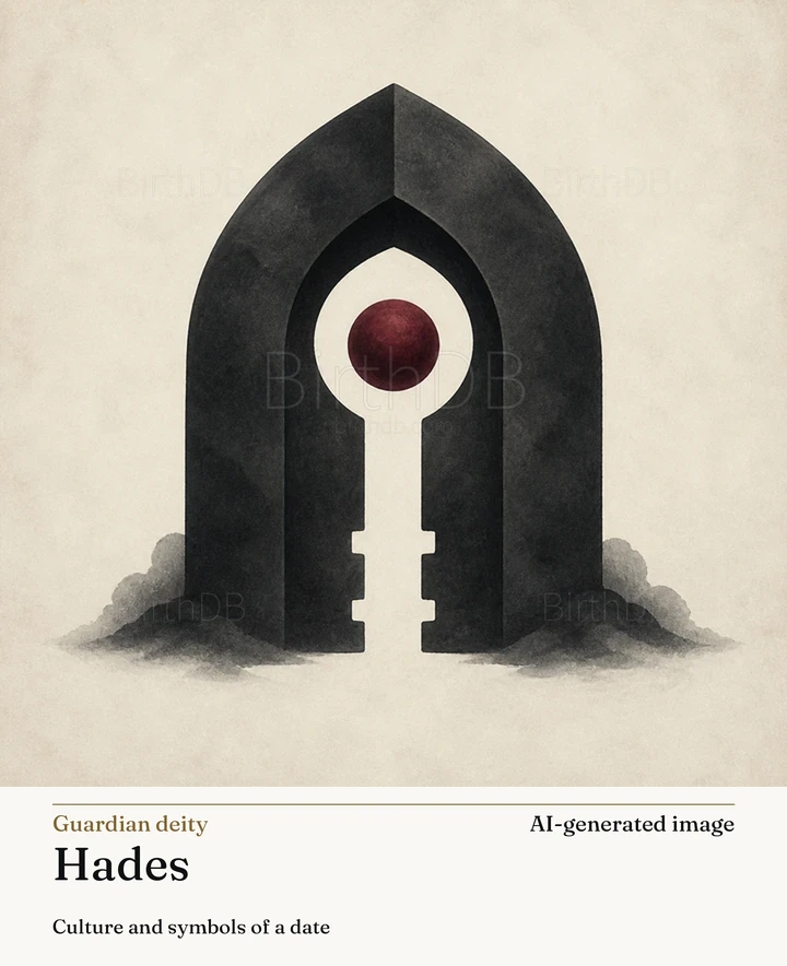 Hades — BirthDB symbolic illustration (AI-generated image)