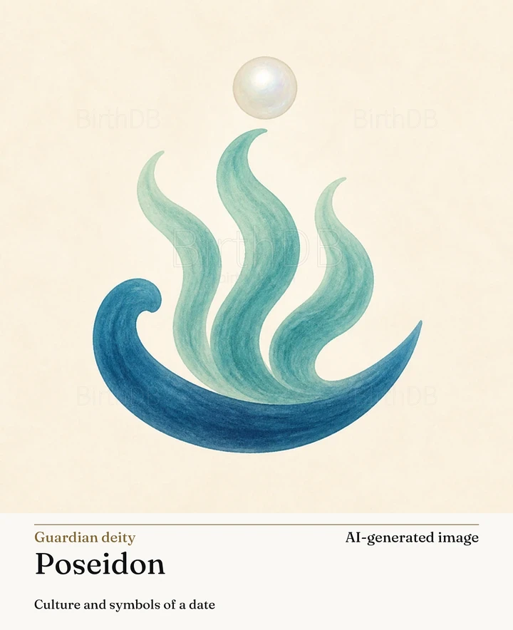 Poseidon — BirthDB symbolic illustration (AI-generated image)