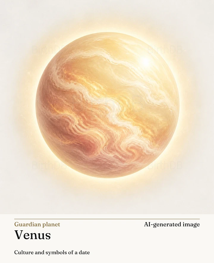 Venus — BirthDB symbolic illustration (AI-generated image)
