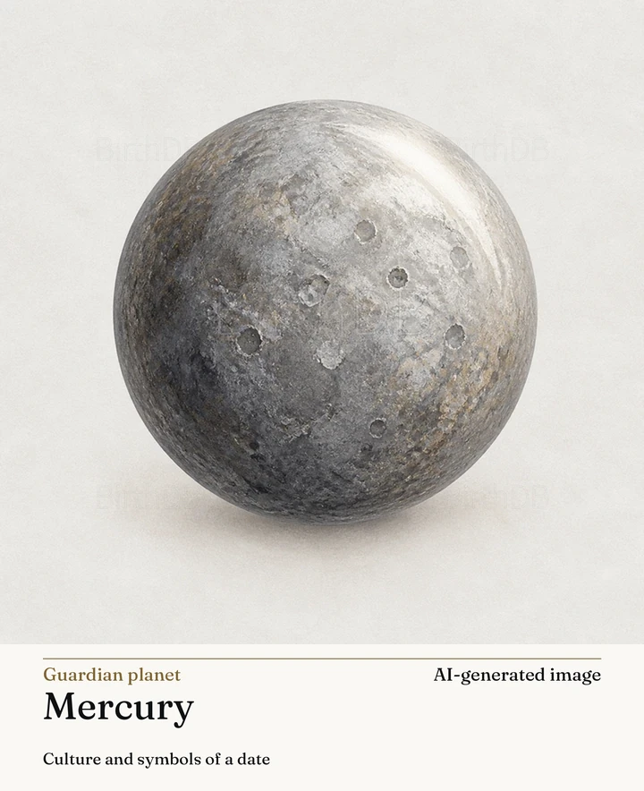 Mercury — BirthDB symbolic illustration (AI-generated image)