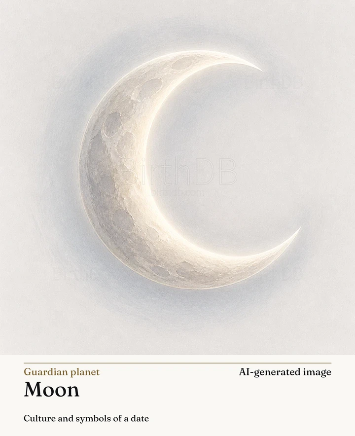 Moon — BirthDB symbolic illustration (AI-generated image)