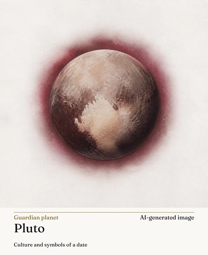 Pluto — BirthDB symbolic illustration (AI-generated image)