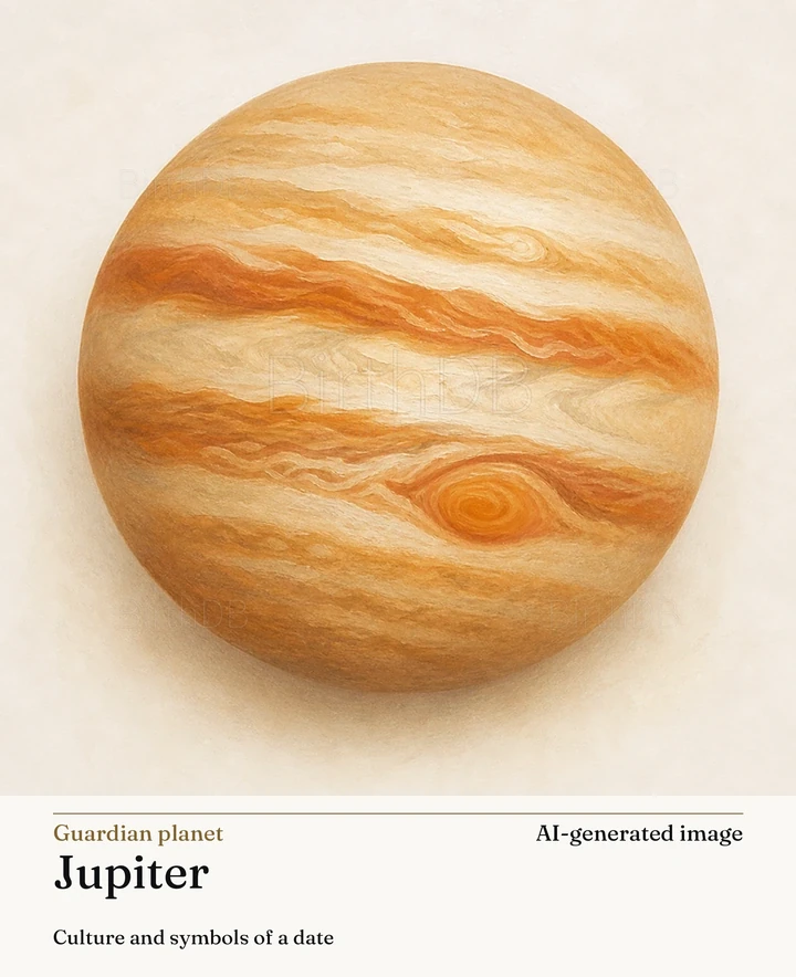 Jupiter — BirthDB symbolic illustration (AI-generated image)