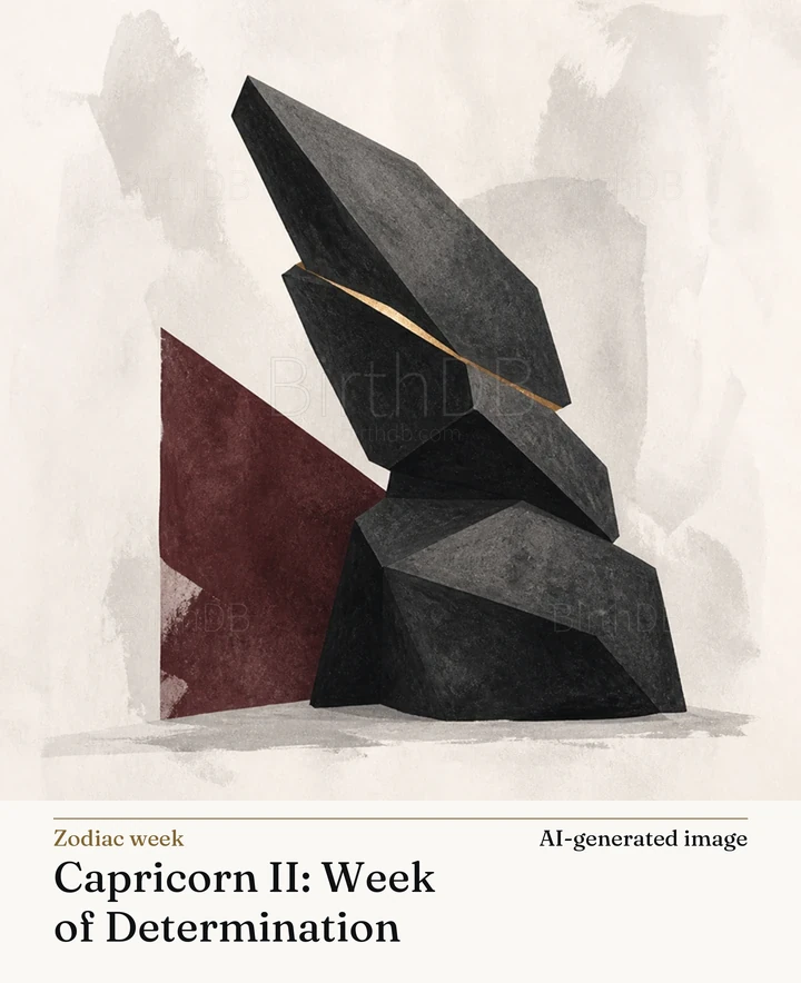Capricorn II: Week of Determination — BirthDB symbolic illustration (AI-generated image)