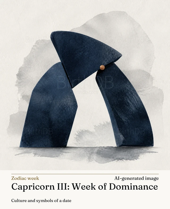 Capricorn III: Week of Dominance — BirthDB symbolic illustration (AI-generated image)