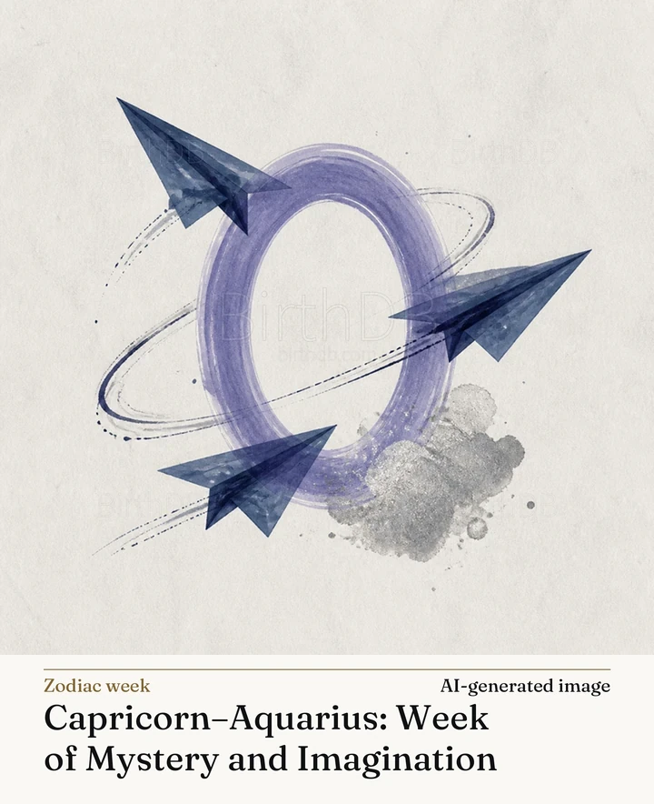 Capricorn–Aquarius: Week of Mystery and Imagination — BirthDB symbolic illustration (AI-generated image)