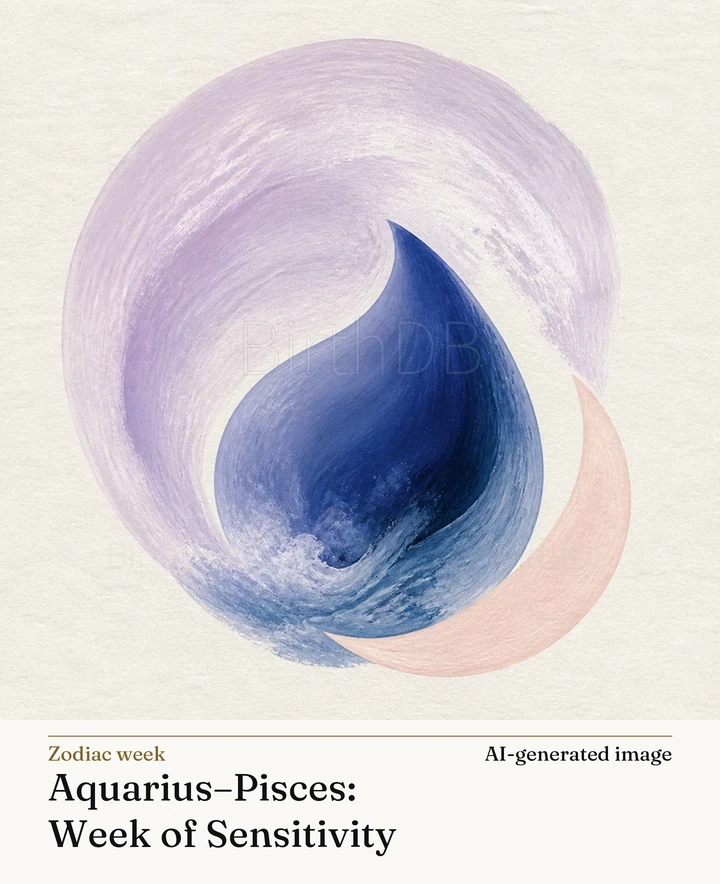 Aquarius–Pisces: Week of Sensitivity — BirthDB symbolic illustration (AI-generated image)