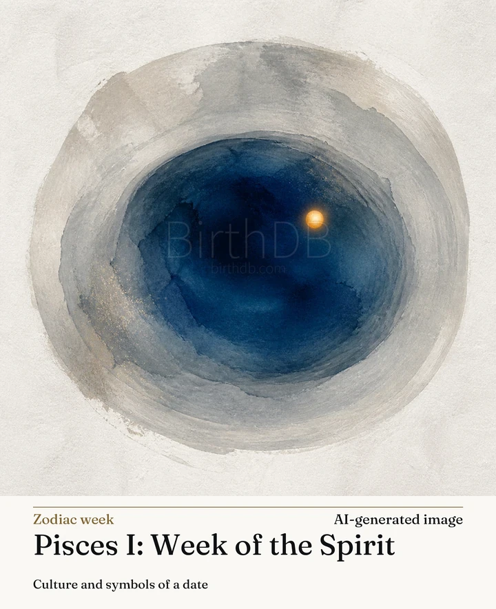 Pisces I: Week of the Spirit — BirthDB symbolic illustration (AI-generated image)