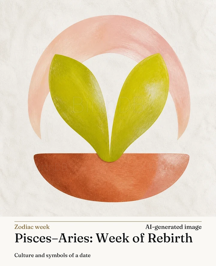 Pisces–Aries: Week of Rebirth — BirthDB symbolic illustration (AI-generated image)
