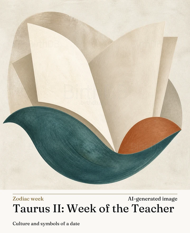 Taurus II: Week of the Teacher — BirthDB symbolic illustration (AI-generated image)