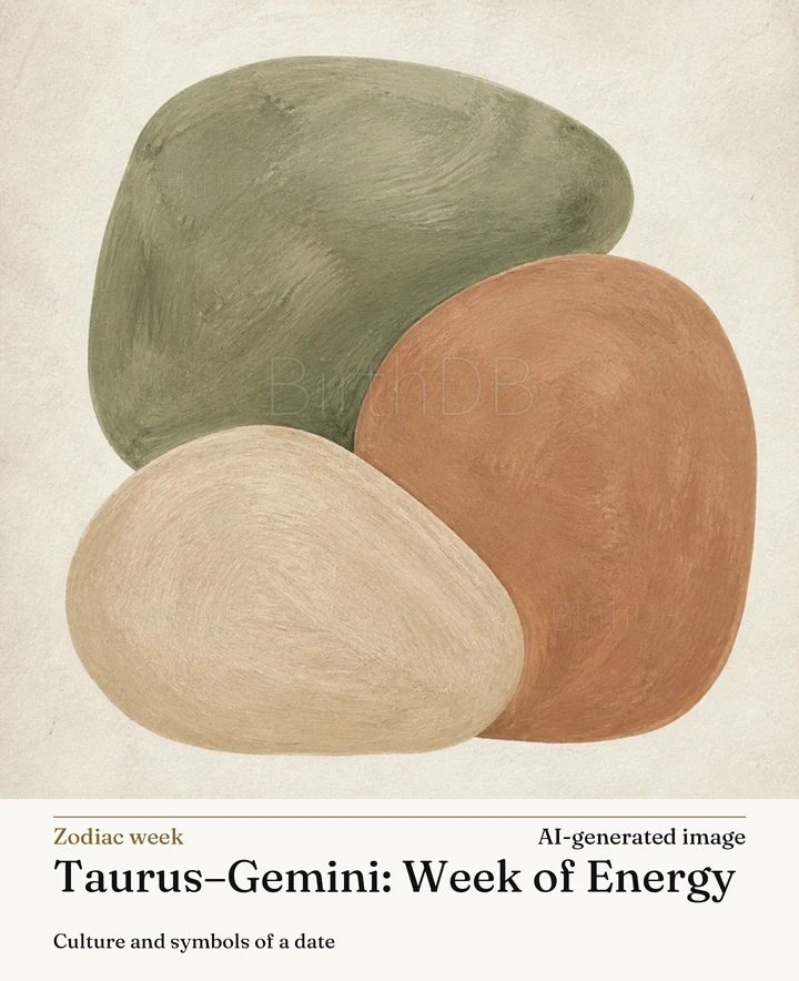Taurus–Gemini: Week of Energy — BirthDB symbolic illustration (AI-generated image)