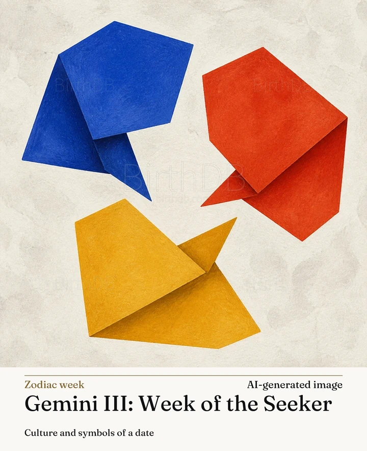 Gemini III: Week of the Seeker — BirthDB symbolic illustration (AI-generated image)