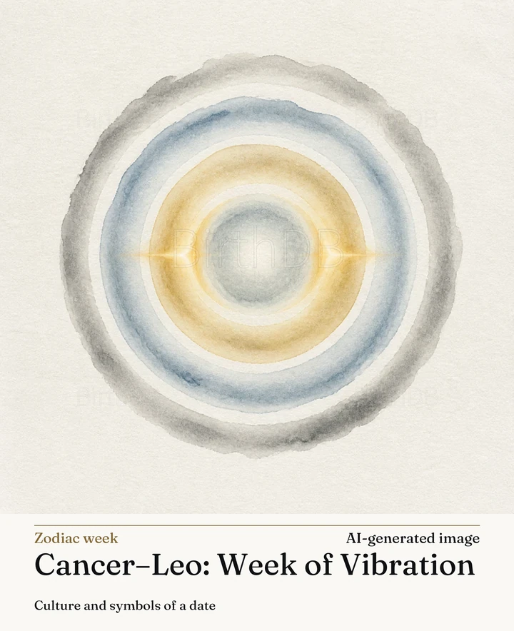 Cancer–Leo: Week of Vibration — BirthDB symbolic illustration (AI-generated image)