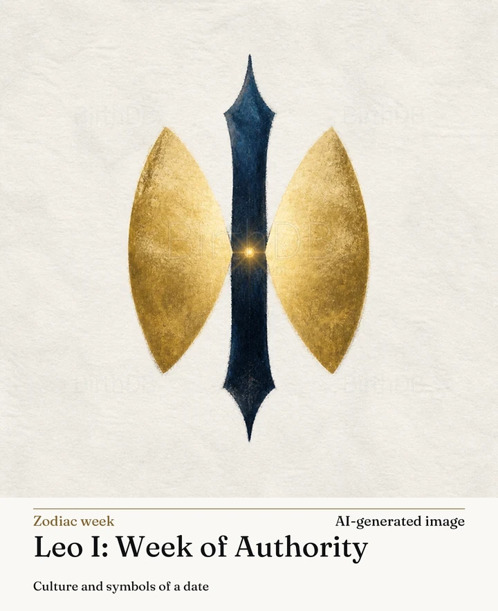 Leo I: Week of Authority — BirthDB symbolic illustration (AI-generated image)