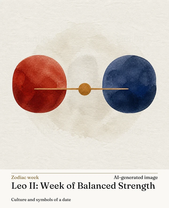Leo II: Week of Balanced Strength — BirthDB symbolic illustration (AI-generated image)
