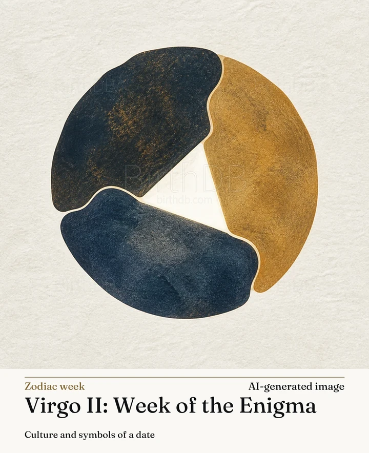Virgo II: Week of the Enigma — BirthDB symbolic illustration (AI-generated image)