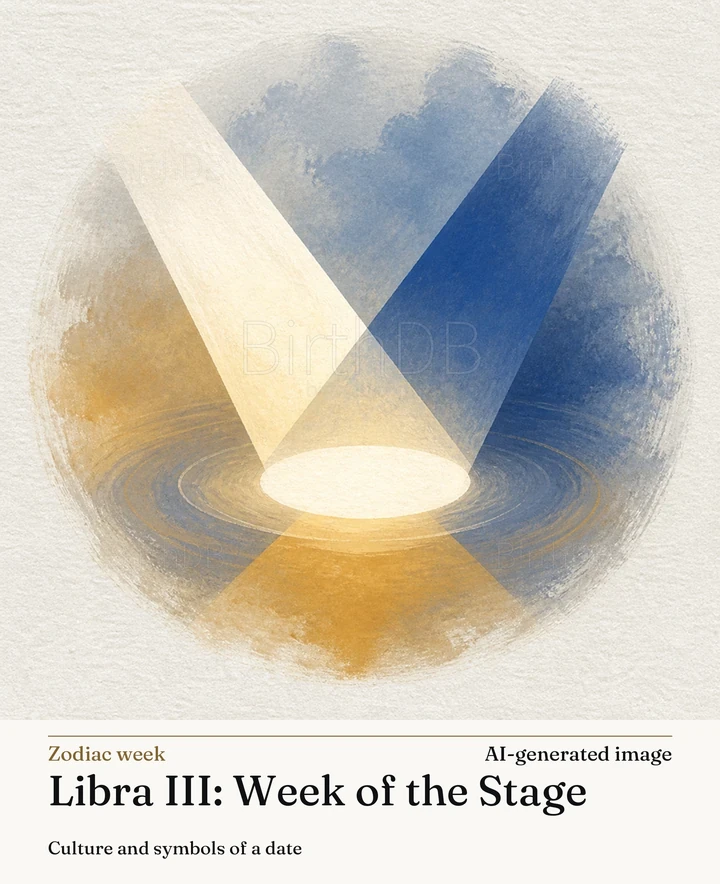 Libra III: Week of the Stage — BirthDB symbolic illustration (AI-generated image)