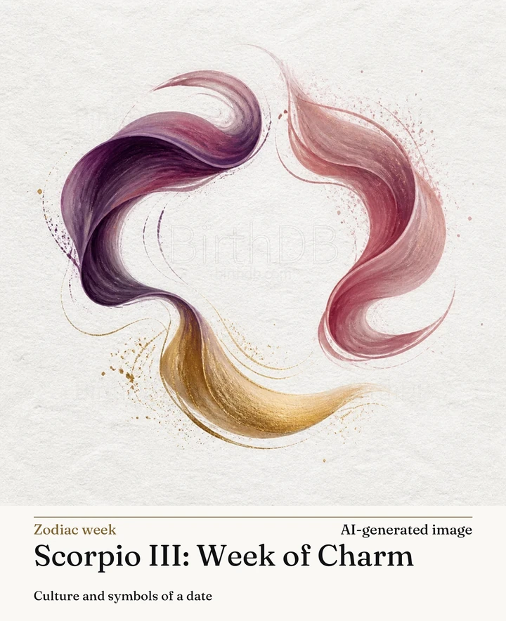 Scorpio III: Week of Charm — BirthDB symbolic illustration (AI-generated image)