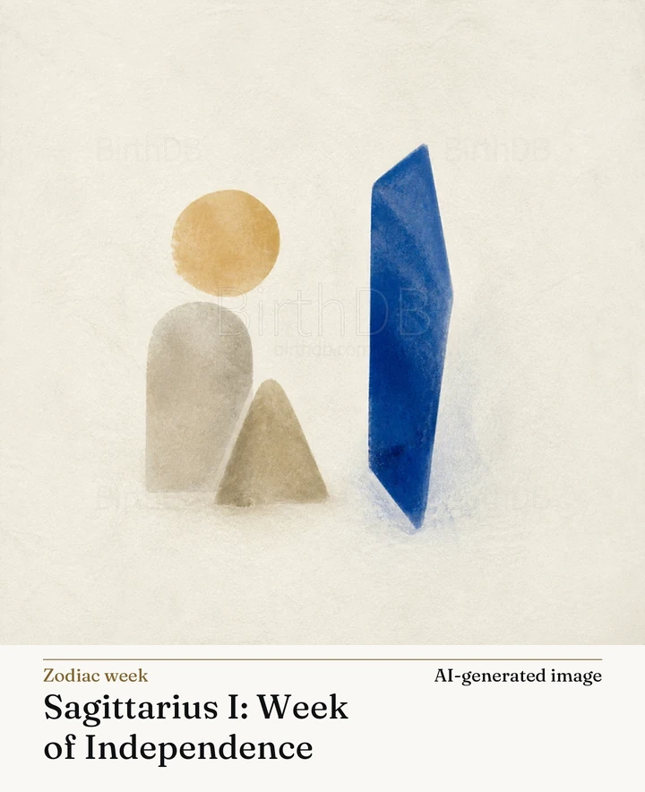 Sagittarius I: Week of Independence — BirthDB symbolic illustration (AI-generated image)