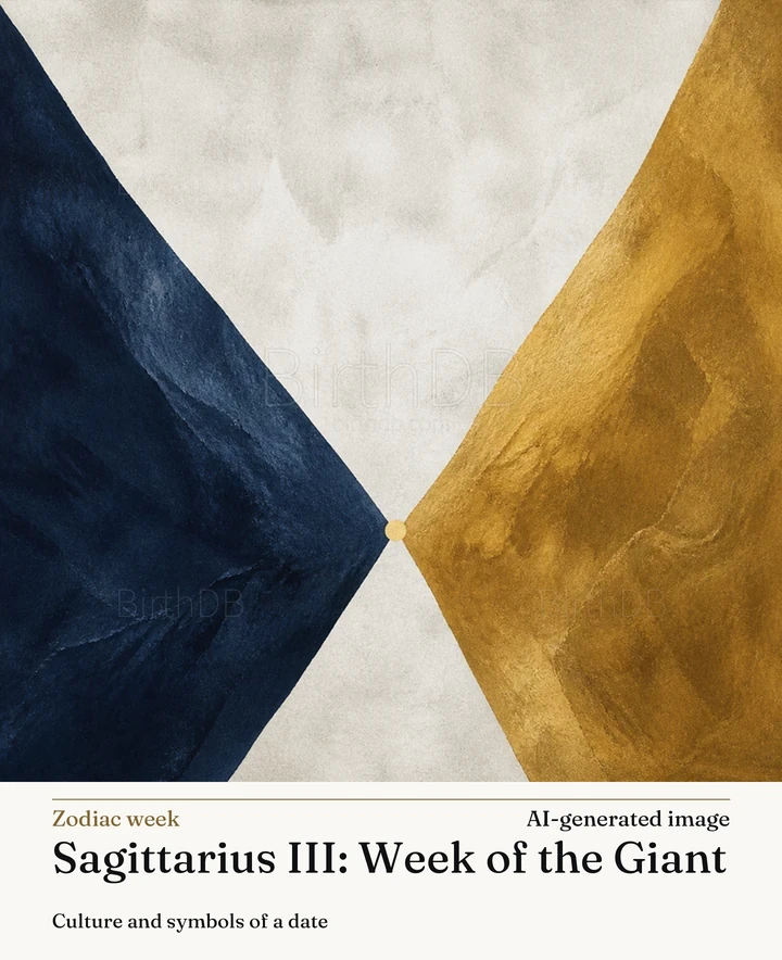 Sagittarius III: Week of the Giant — BirthDB symbolic illustration (AI-generated image)