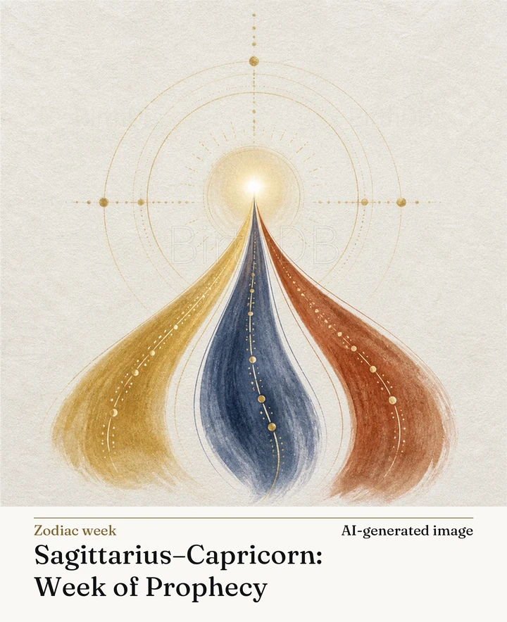 Sagittarius–Capricorn: Week of Prophecy — BirthDB symbolic illustration (AI-generated image)
