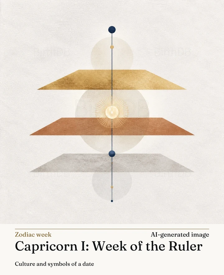 Capricorn I: Week of the Ruler — BirthDB symbolic illustration (AI-generated image)