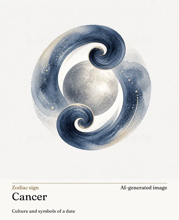 Cancer — BirthDB symbolic illustration (AI-generated image)