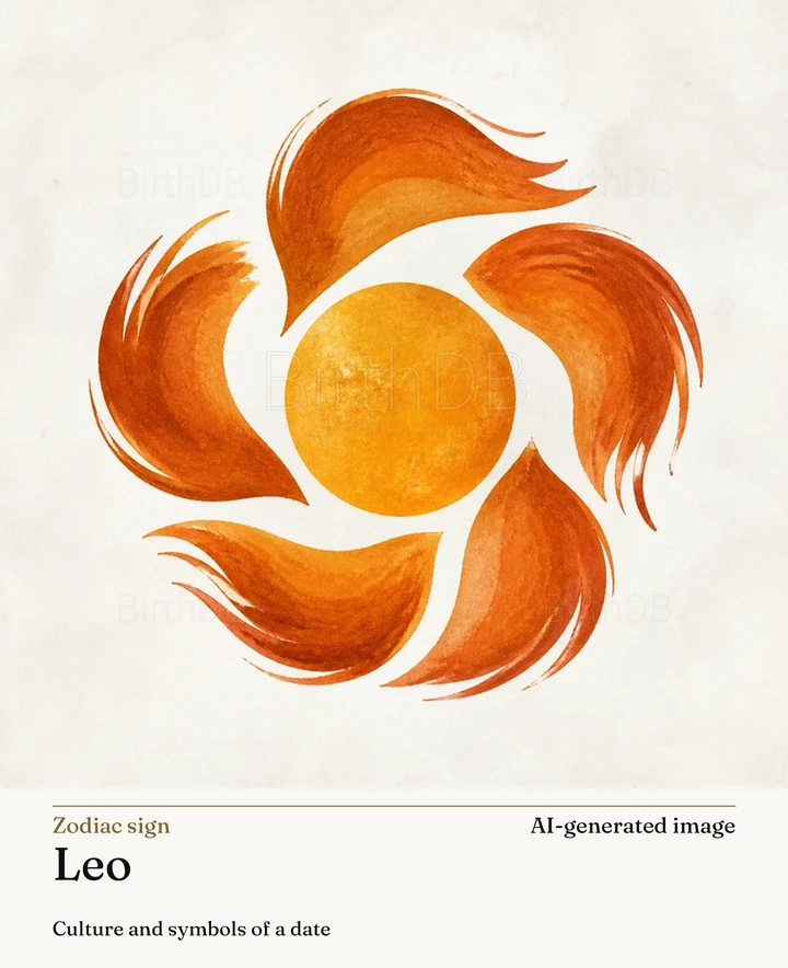 Leo — BirthDB symbolic illustration (AI-generated image)