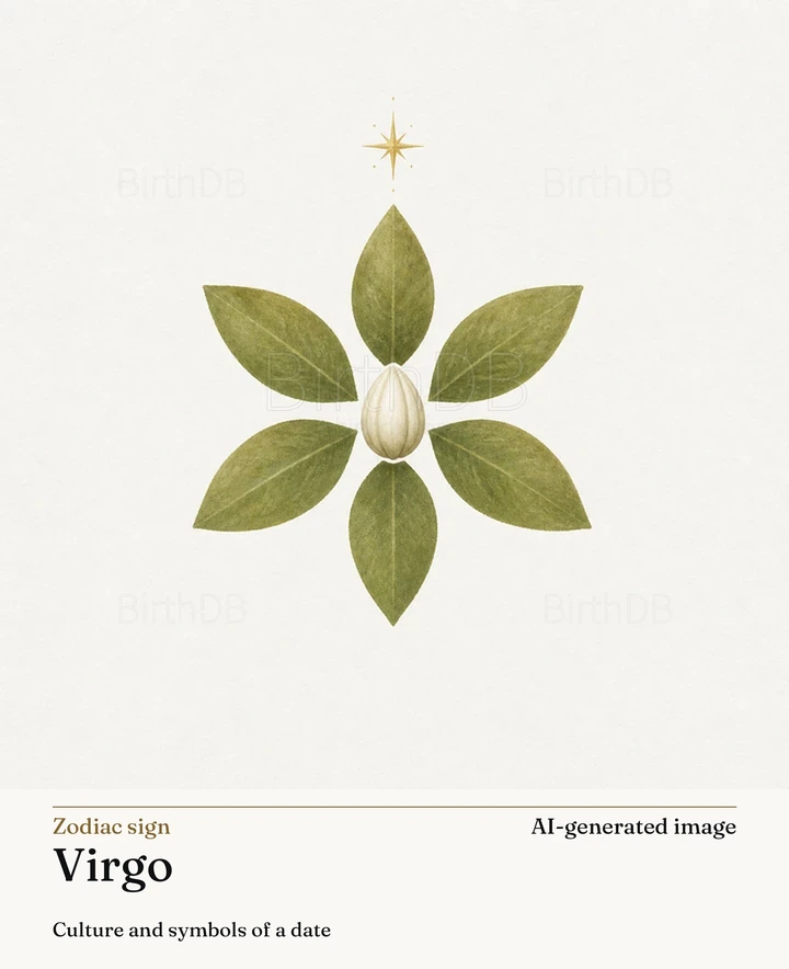 Virgo — BirthDB symbolic illustration (AI-generated image)