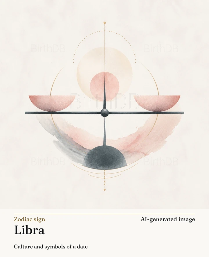 Libra — BirthDB symbolic illustration (AI-generated image)